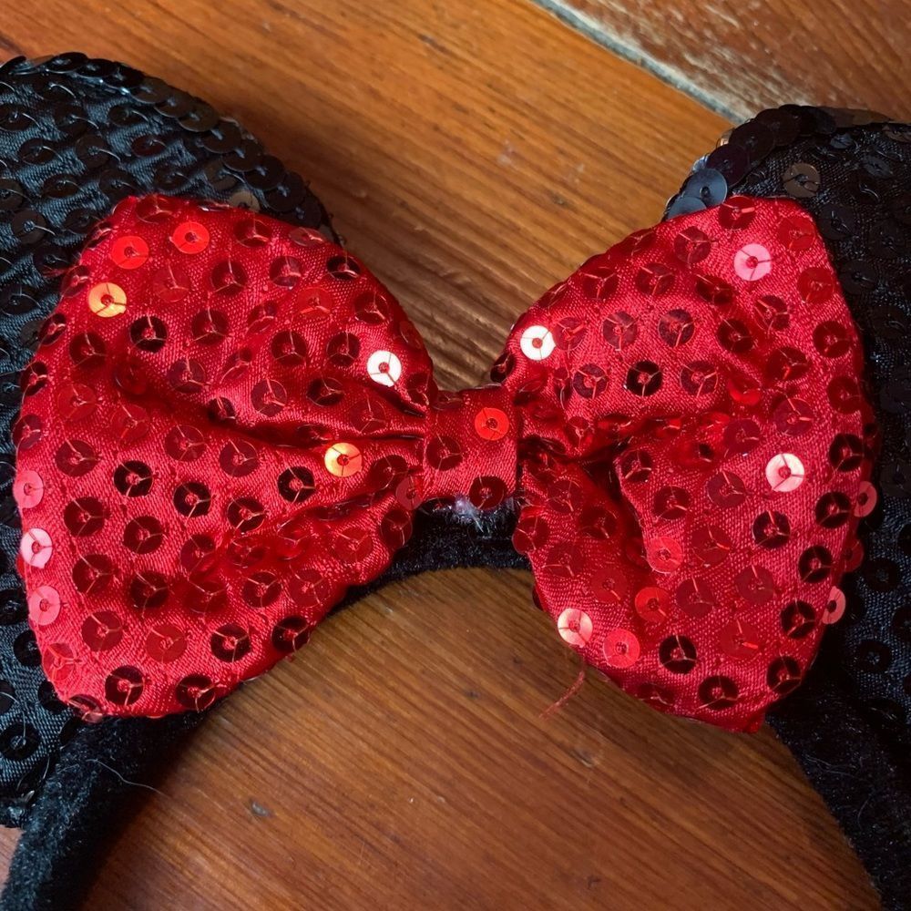 Disney Minnie Mickey Mouse Sequin Ears Headband Bow - Picture 3 of 9